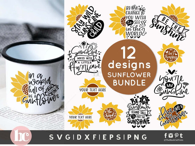 Sunflower Bundle | Sunflower Cut Files SVG TheBlackCatPrints 
