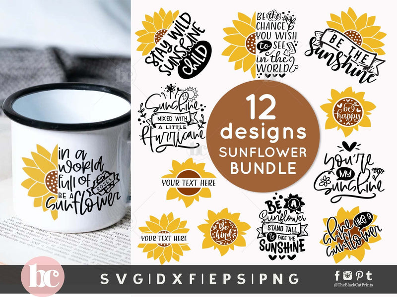 Sunflower Bundle | Sunflower Cut Files SVG TheBlackCatPrints 