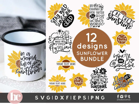 Sunflower Bundle | Sunflower Cut Files SVG TheBlackCatPrints 