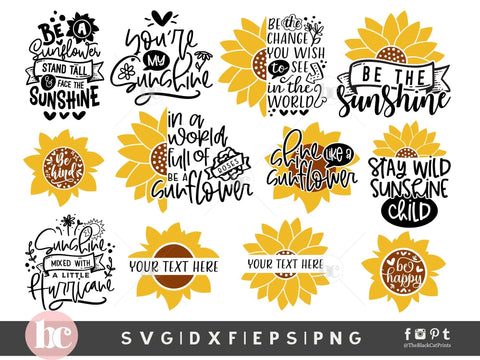 Sunflower Bundle | Sunflower Cut Files SVG TheBlackCatPrints 