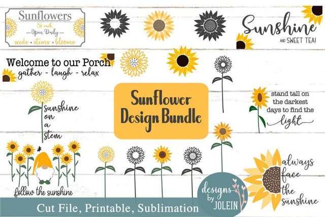 Sunflower Bundle SVG Designs by Jolein 