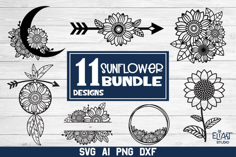 Sunflower Bundle SVG, Summer Home Decor Collection, 11 Designs. SVG Elinorka 