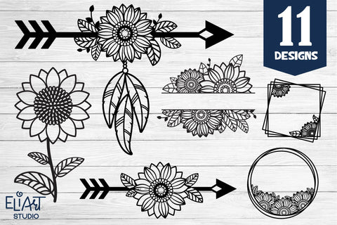 Sunflower Bundle SVG, Summer Home Decor Collection, 11 Designs. SVG Elinorka 