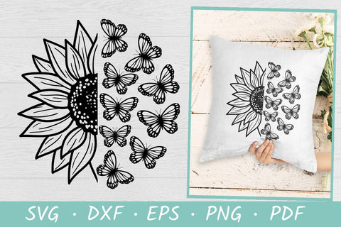 Sunflower Butterflies SVG | Sunflower Butterfly SVG SVG Irina Ostapenko 