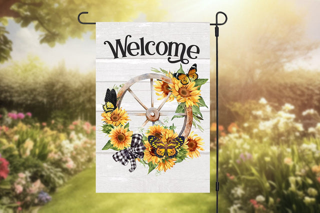 Sunflower & Butterfly Garden Flag Sublimation Design Sublimation BijouBay 