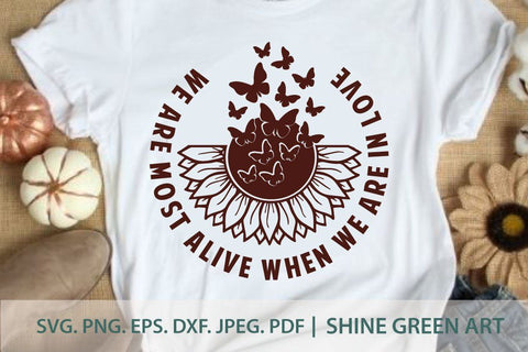 Sunflower Butterfly Love Quote SVG SVG Shine Green Art 