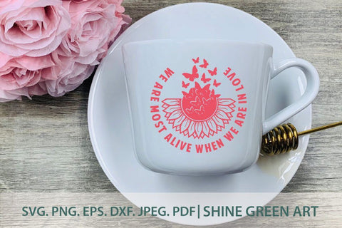 Sunflower Butterfly Love Quote SVG SVG Shine Green Art 