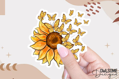 Sunflower Butterfly Sublimation PNG Sublimation Owlsome.Designs 