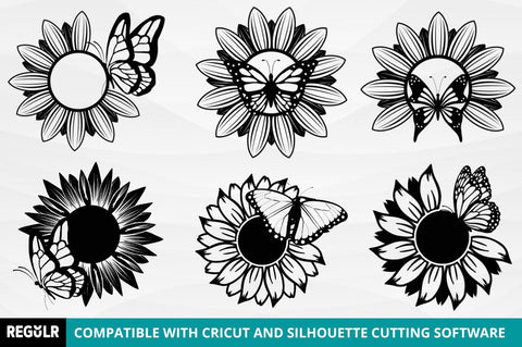 Sunflower Butterfly SVG Bundle SVG Regulrcrative 