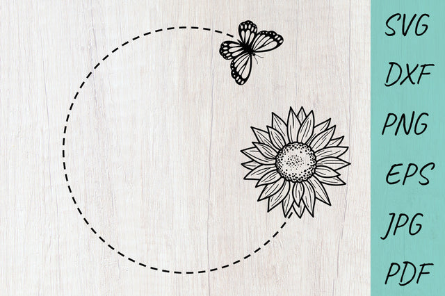 Sunflower Butterfly SVG Cut File, Monogram frame SVG Irina Ostapenko 