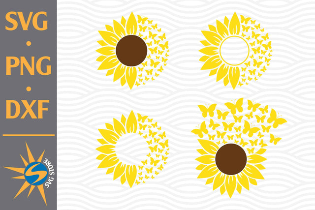 Sunflower Butterfly SVG, PNG, DXF Digital Files Include SVG SVGStoreShop 