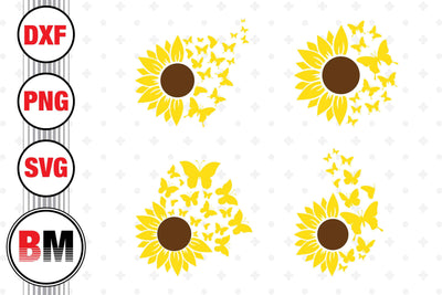 Sunflower Butterfly SVG, PNG, DXF Files SVG BMDesign 