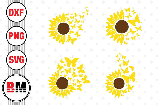 Sunflower Butterfly SVG, PNG, DXF Files SVG BMDesign 