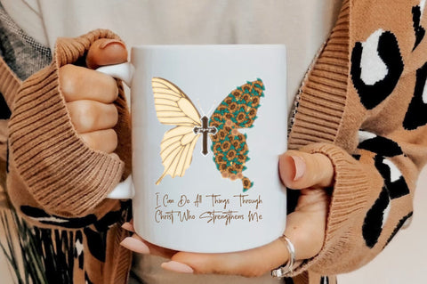 Sunflower Butterfly with Cross PNG Sublimation Jagonath Roy 