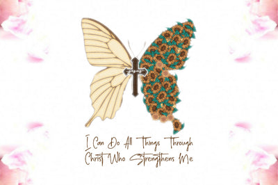 Sunflower Butterfly with Cross PNG Sublimation Jagonath Roy 