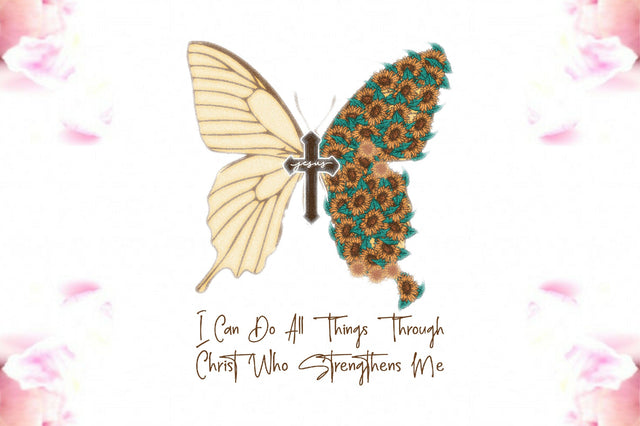 Sunflower Butterfly with Cross PNG Sublimation Jagonath Roy 