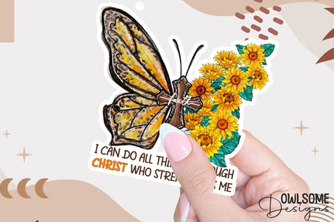 Sunflower Butterfly With Cross PNG Sublimation Owlsome.Designs 