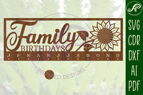 Sunflower Calendar set SVG laser cut file SVG APInspireddesigns 