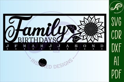 Sunflower Calendar set SVG laser cut file SVG APInspireddesigns 