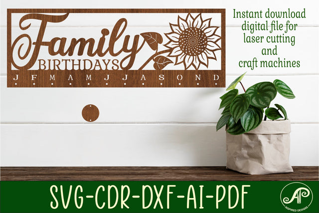 Sunflower Calendar set SVG laser cut file SVG APInspireddesigns 