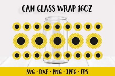 Sunflower can glass wrap template SVG. Beer glass can wrap SVG LaBelezoka 