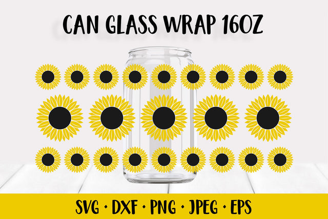 Sunflower can glass wrap template SVG. Beer glass can wrap SVG LaBelezoka 