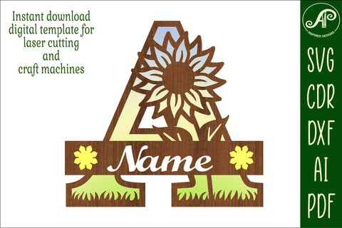 Sunflower Capital Monogram Letter A SVG SVG APInspireddesigns 