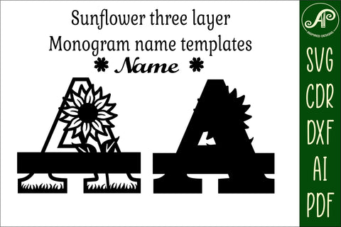 Sunflower Capital Monogram Letter A SVG SVG APInspireddesigns 