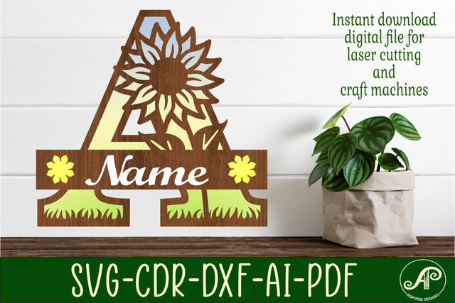 Sunflower Capital Monogram Letter A SVG SVG APInspireddesigns 