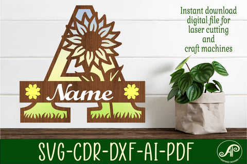 Sunflower Capital Monogram Letter A SVG SVG APInspireddesigns 