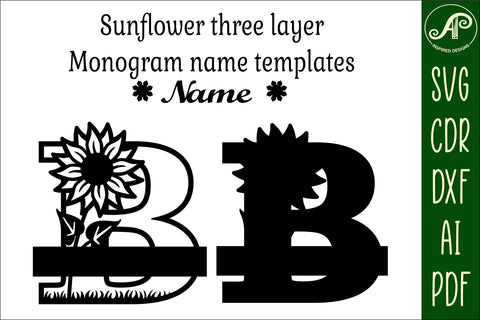 Sunflower Capital Monogram Letter B SVG SVG APInspireddesigns 