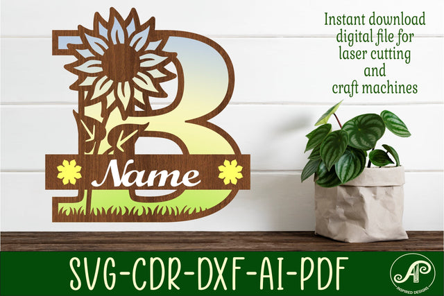 Sunflower Capital Monogram Letter B SVG SVG APInspireddesigns 
