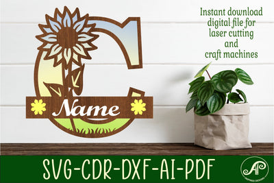 Sunflower Capital Monogram Letter C SVG SVG APInspireddesigns 