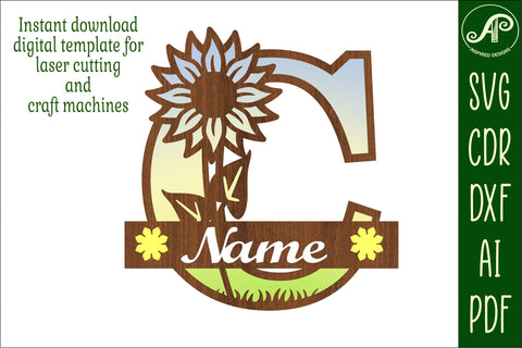 Sunflower Capital Monogram Letter C SVG SVG APInspireddesigns 