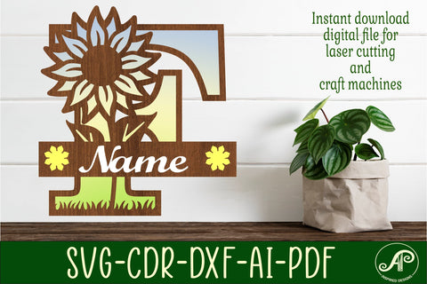 Sunflower Capital Monogram Letter F SVG SVG APInspireddesigns 