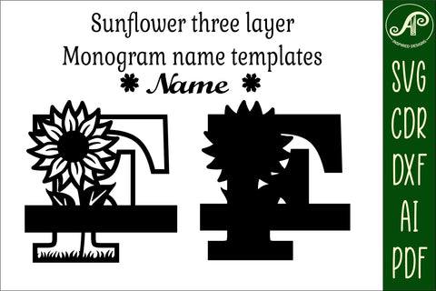 Sunflower Capital Monogram Letter F SVG SVG APInspireddesigns 