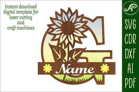 Sunflower Capital Monogram Letter G SVG SVG APInspireddesigns 