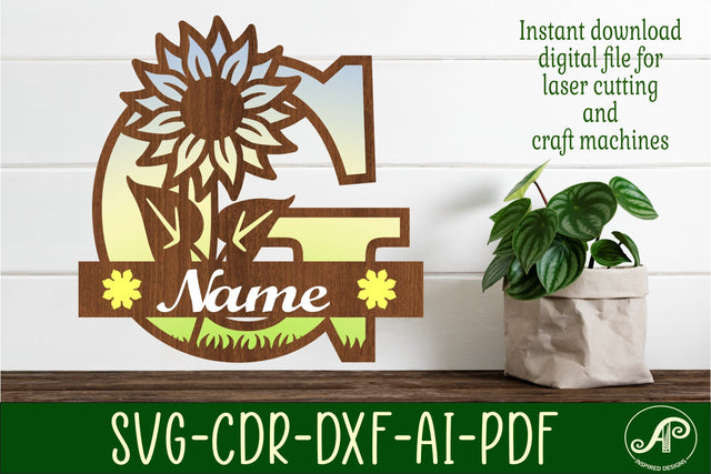 Sunflower Capital Monogram Letter G SVG SVG APInspireddesigns 