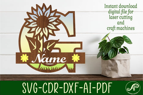 Sunflower Capital Monogram Letter G SVG SVG APInspireddesigns 
