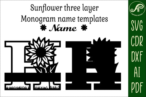 Sunflower Capital Monogram Letter H SVG SVG APInspireddesigns 