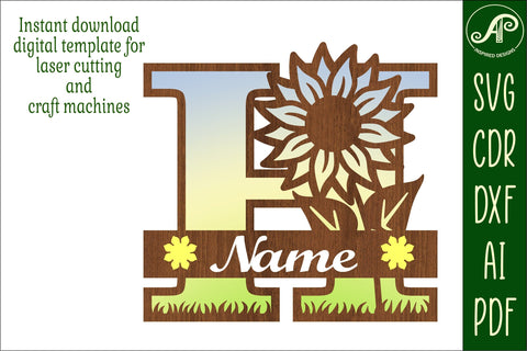 Sunflower Capital Monogram Letter H SVG SVG APInspireddesigns 