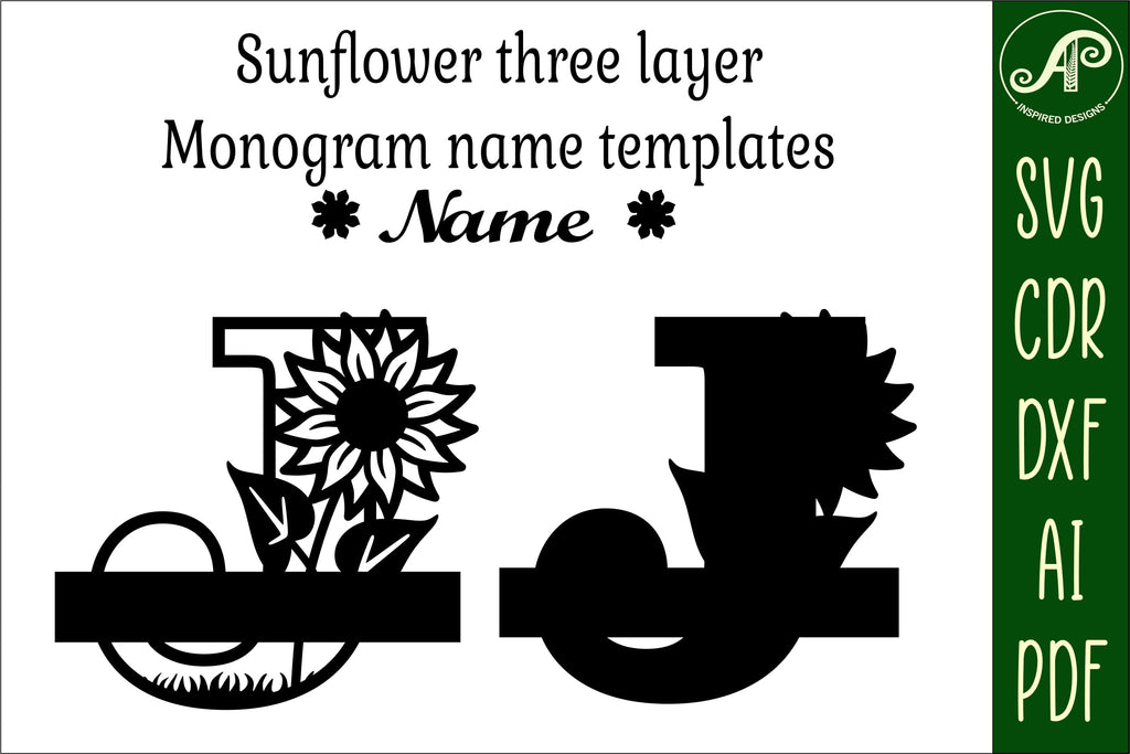 Sunflower Capital Monogram Letter J SVG - So Fontsy