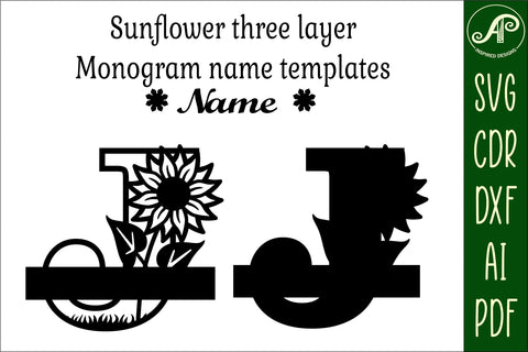 Sunflower Capital Monogram Letter J SVG SVG APInspireddesigns 