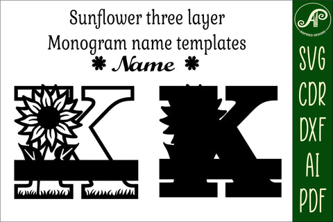 Sunflower Capital Monogram Letter K SVG SVG APInspireddesigns 