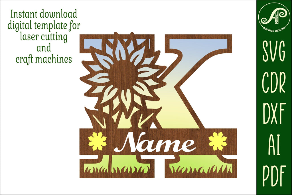 Sunflower Capital Monogram Letter K SVG - So Fontsy