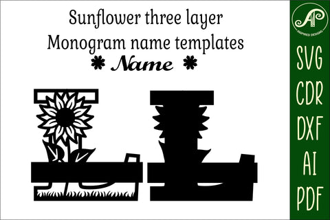 Sunflower Capital Monogram Letter L SVG SVG APInspireddesigns 