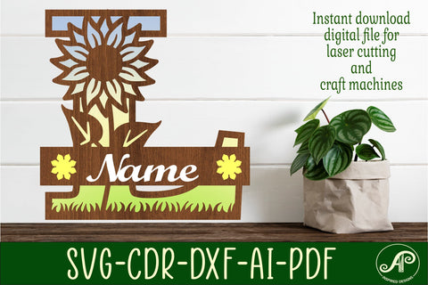 Sunflower Capital Monogram Letter L SVG SVG APInspireddesigns 