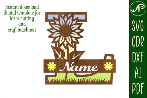 Sunflower Capital Monogram Letter L SVG SVG APInspireddesigns 