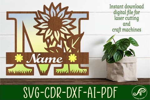Sunflower Capital Monogram Letter M SVG SVG APInspireddesigns 