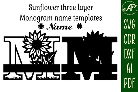 Sunflower Capital Monogram Letter M SVG SVG APInspireddesigns 